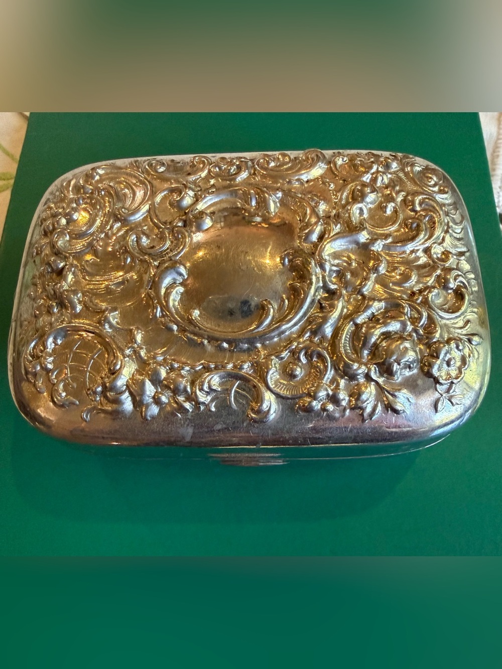 Antique Victorian Art Nouveau Silver- Plated Traveling Soap Box Trinket Casket